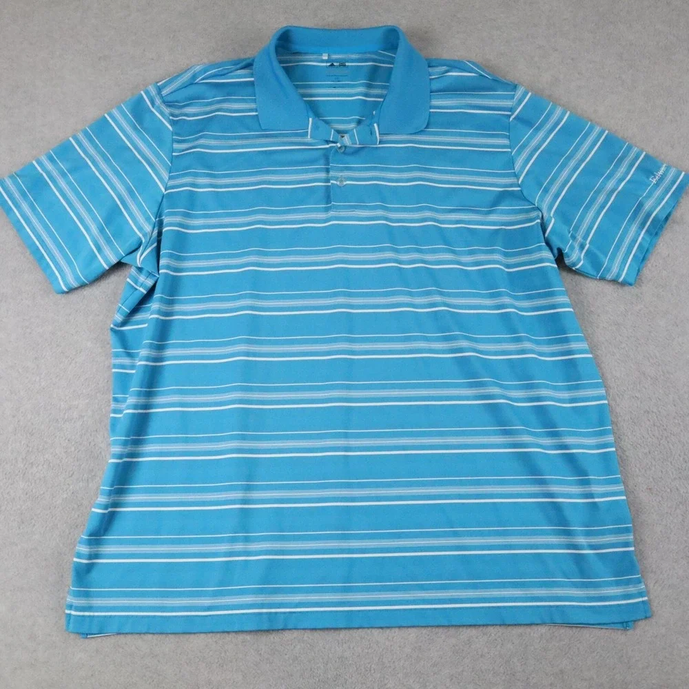 Adidas Golf Polo Shirt Mens 2XL XXL Puremotion Striped Short Sleeve Edward Jones